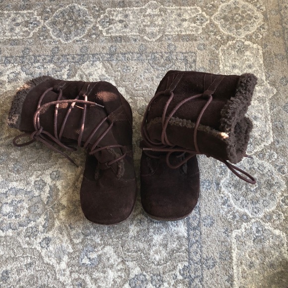 Rocket Dog Shoes Rocket Dog Brown Warm Fuzzy Lace Up Boots Sz Euc